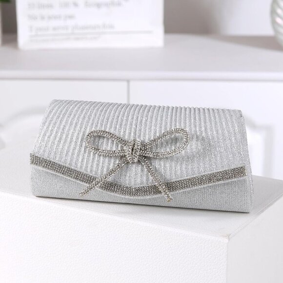 Chic Women's Rhinestone Evening Handbag with Removable Chain - 8.8X2.7X4 Inches - Picture 3 of 7